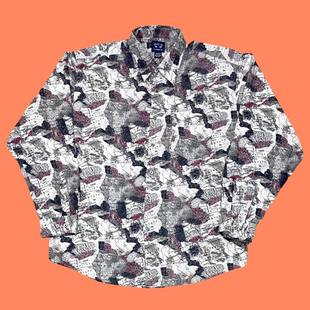 🔥Map Print Dress Shirt by North 44•🔥